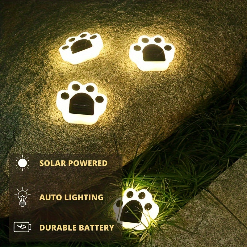 Pack quatro led luzes solares pata de cão, gato, filhote de cachorro animal jardim luzes da pata para caminho, gramado, quintal, decoração ao ar livre