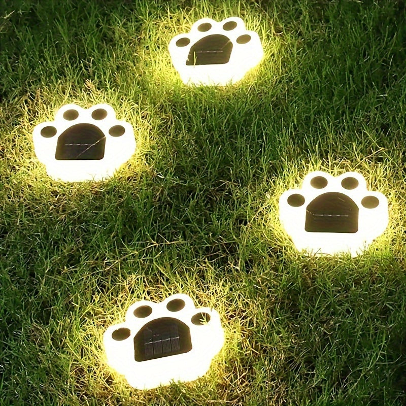 Pack quatro led luzes solares pata de cão, gato, filhote de cachorro animal jardim luzes da pata para caminho, gramado, quintal, decoração ao ar livre