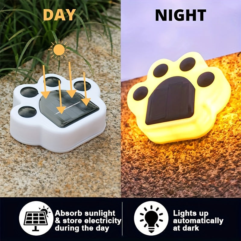 Pack quatro led luzes solares pata de cão, gato, filhote de cachorro animal jardim luzes da pata para caminho, gramado, quintal, decoração ao ar livre