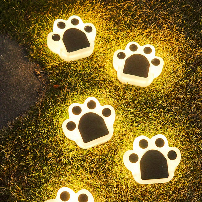 Pack quatro led luzes solares pata de cão, gato, filhote de cachorro animal jardim luzes da pata para caminho, gramado, quintal, decoração ao ar livre