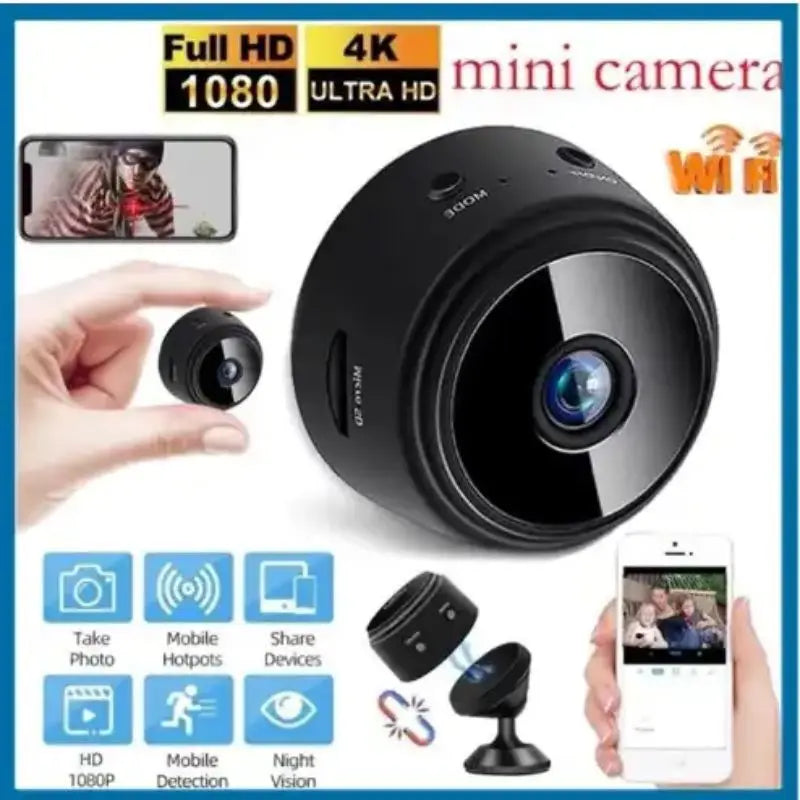 Mini Câmera Vigilância para Pets e Crianças Night Vision Wifi 1080 HD