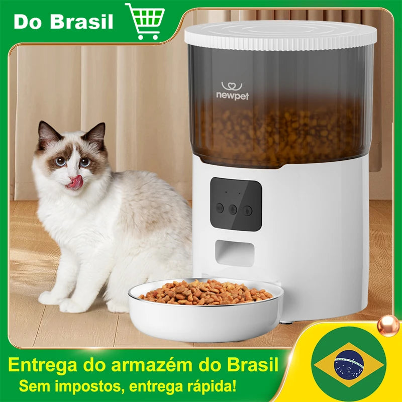 Alimentador automático com gravador de voz, Wi-Fi, redemoinho inteligente, alimentador lento, grande capacidade, sincronismo, gatos e cães, 4L