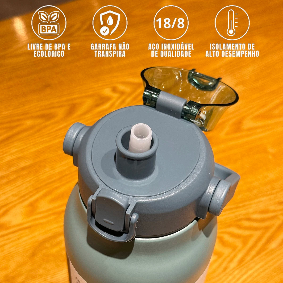 Garrafa térmica de água portátil de grande capacidade, caneca térmica, garrafa de água, copo térmico, aço inoxidável ao ar livre
