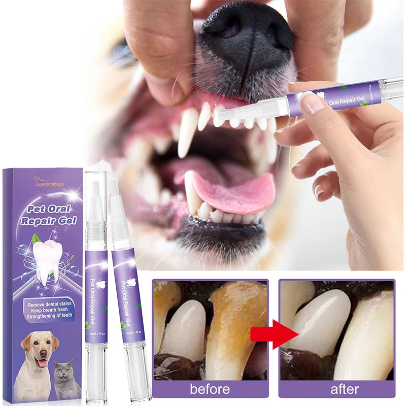 Pet dentes limpeza dente branqueamento caneta, adequado para cães e gatos, remove o mau hálito, Oral Care