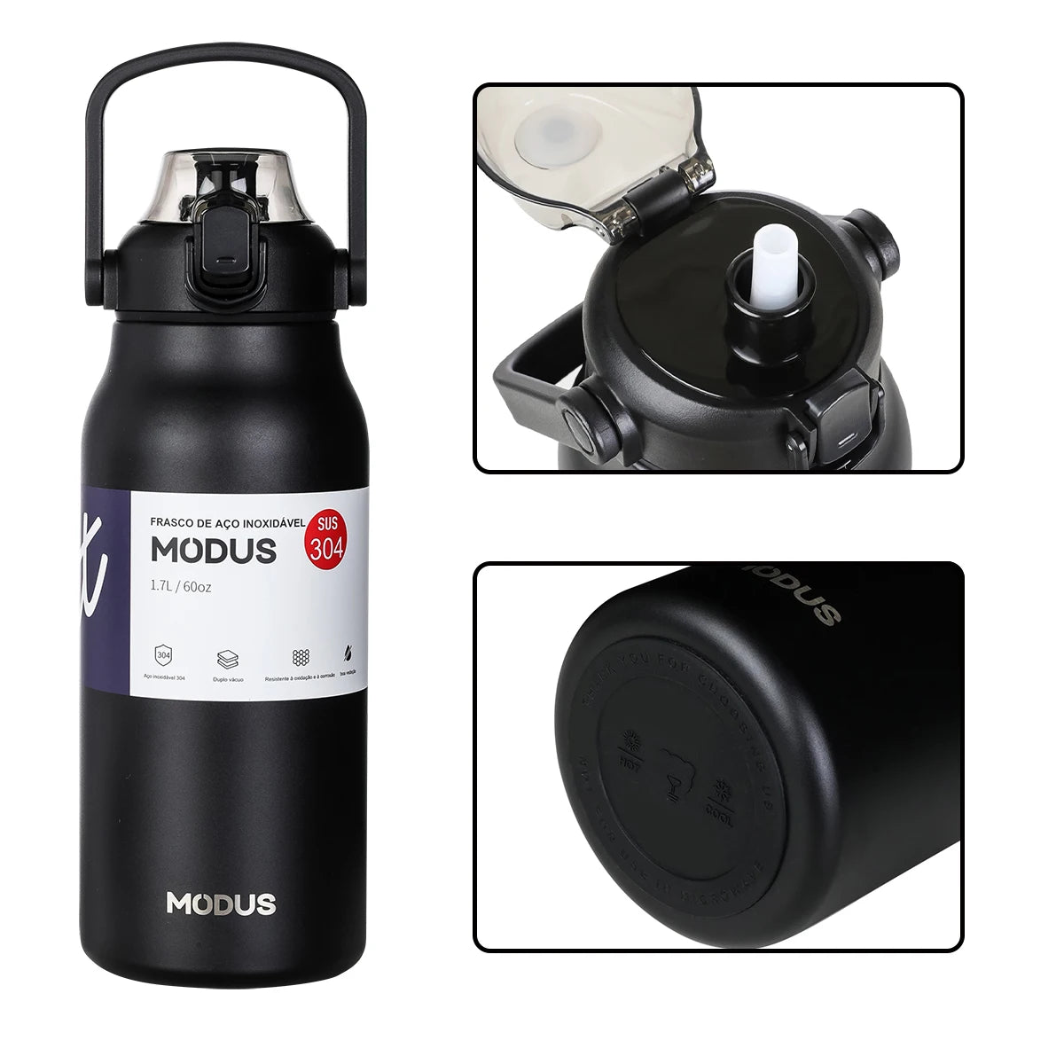Garrafa térmica de água portátil de grande capacidade, caneca térmica, garrafa de água, copo térmico, aço inoxidável ao ar livre