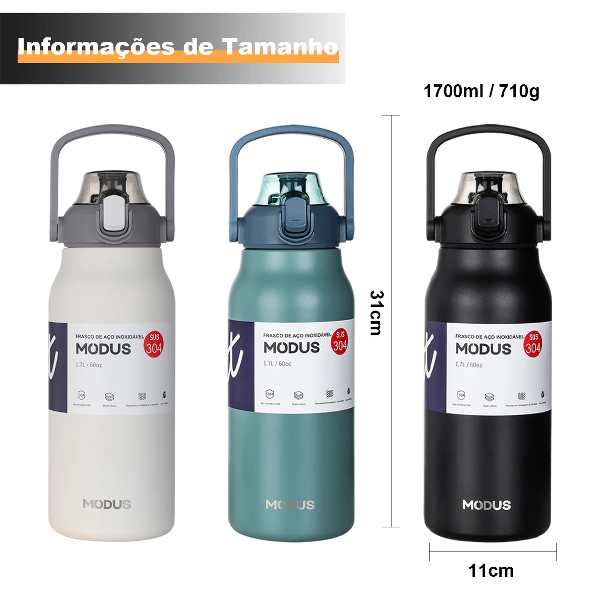 Garrafa térmica de água portátil de grande capacidade, caneca térmica, garrafa de água, copo térmico, aço inoxidável ao ar livre