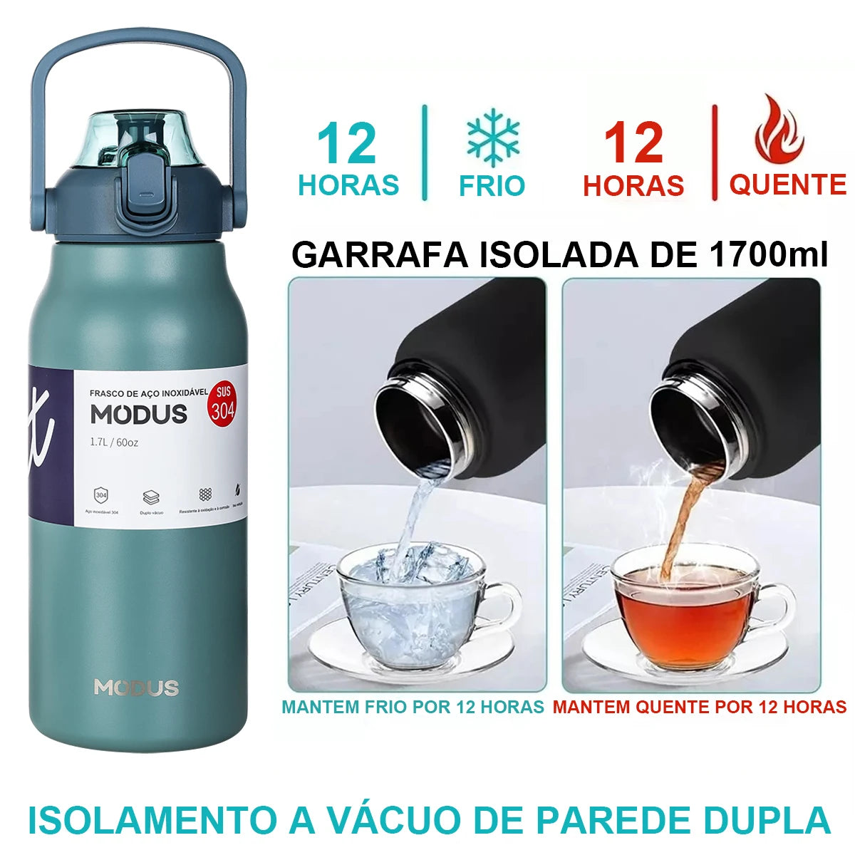 Garrafa térmica de água portátil de grande capacidade, caneca térmica, garrafa de água, copo térmico, aço inoxidável ao ar livre