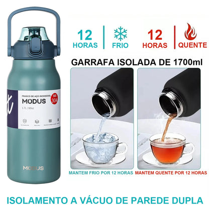 Garrafa térmica de água portátil de grande capacidade, caneca térmica, garrafa de água, copo térmico, aço inoxidável ao ar livre
